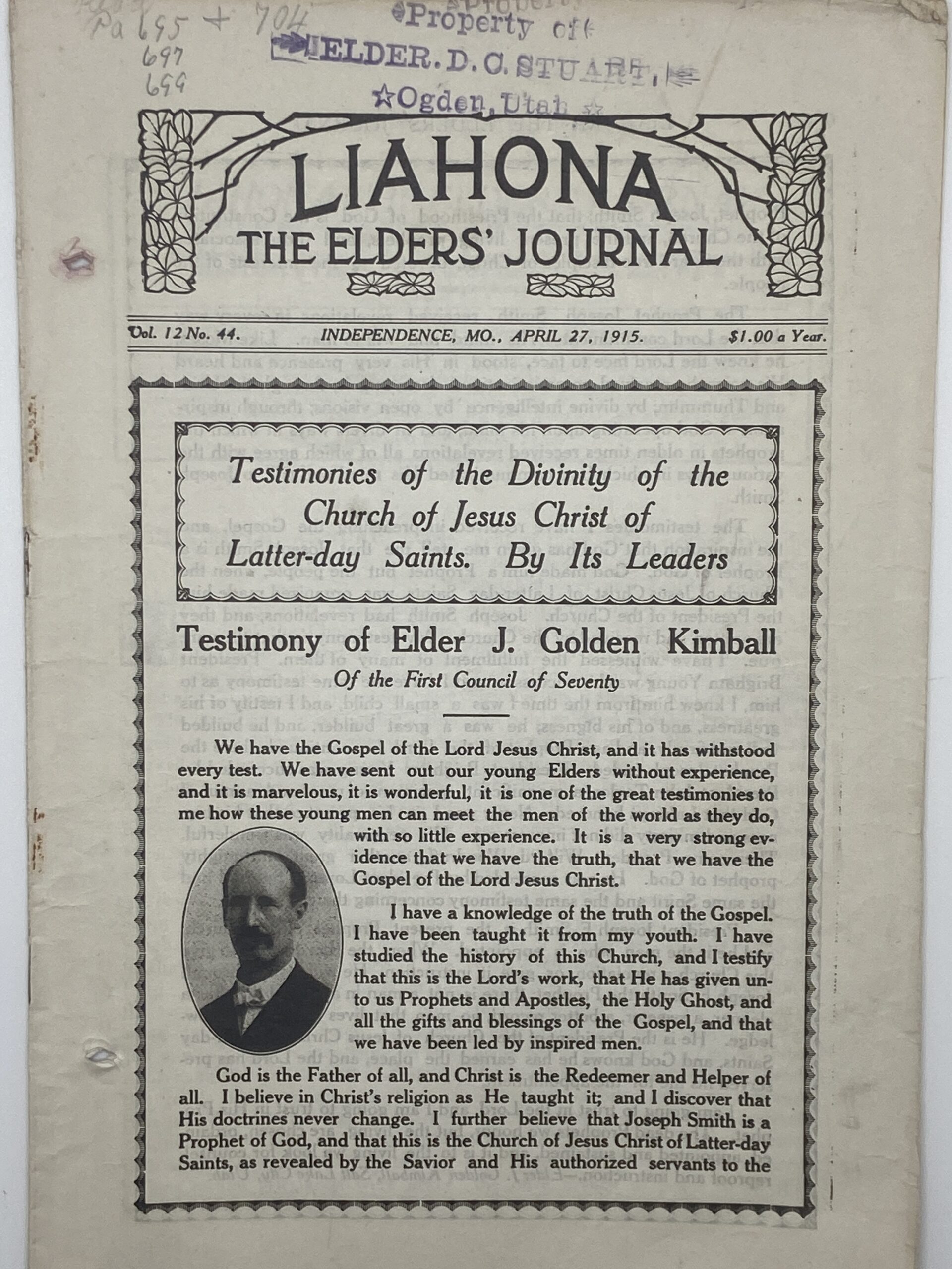 Liahona Vol. 12 No. 44 April 27, 1915