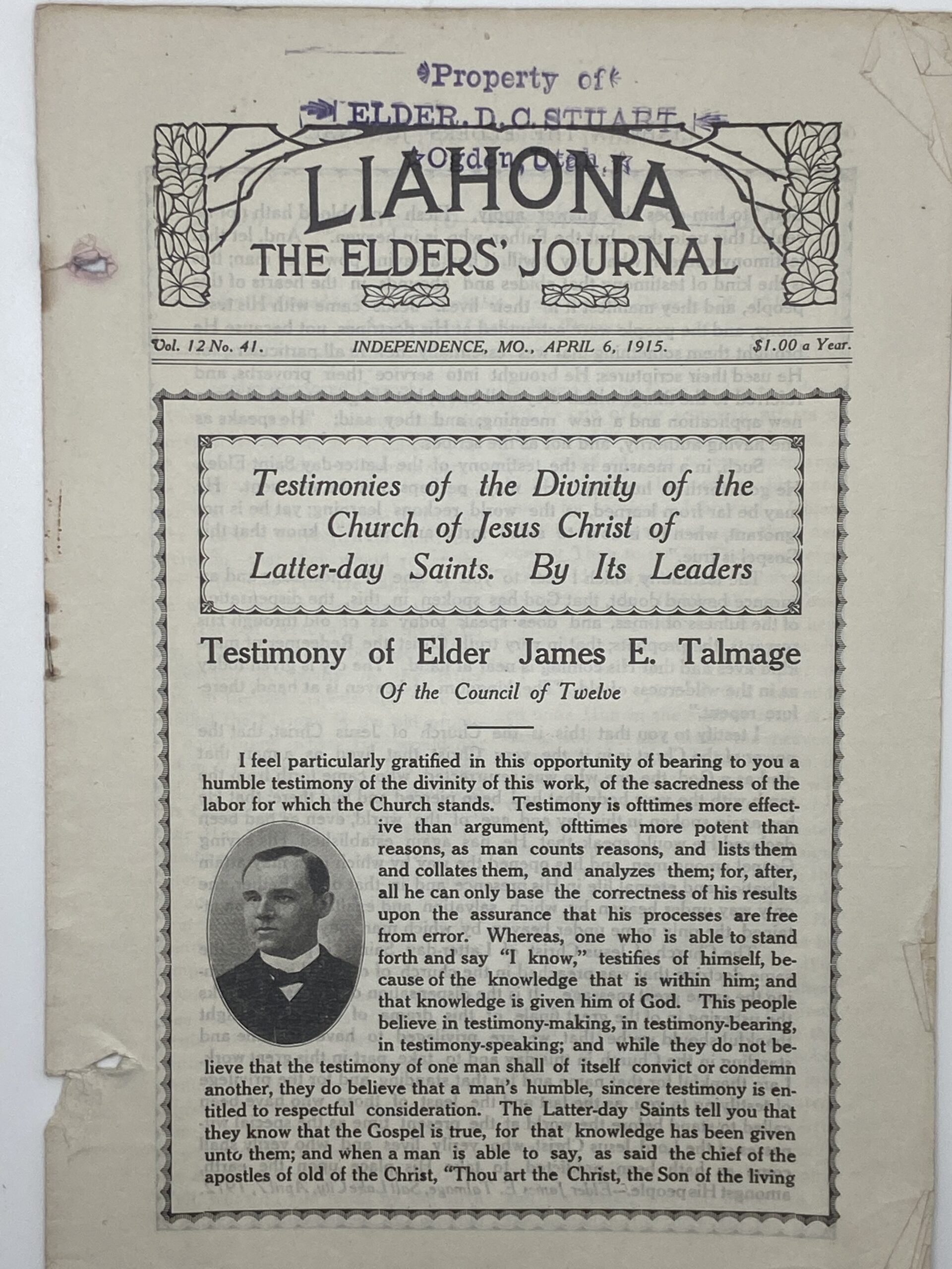 Liahona Vol. 12 No. 41 April 6, 1915