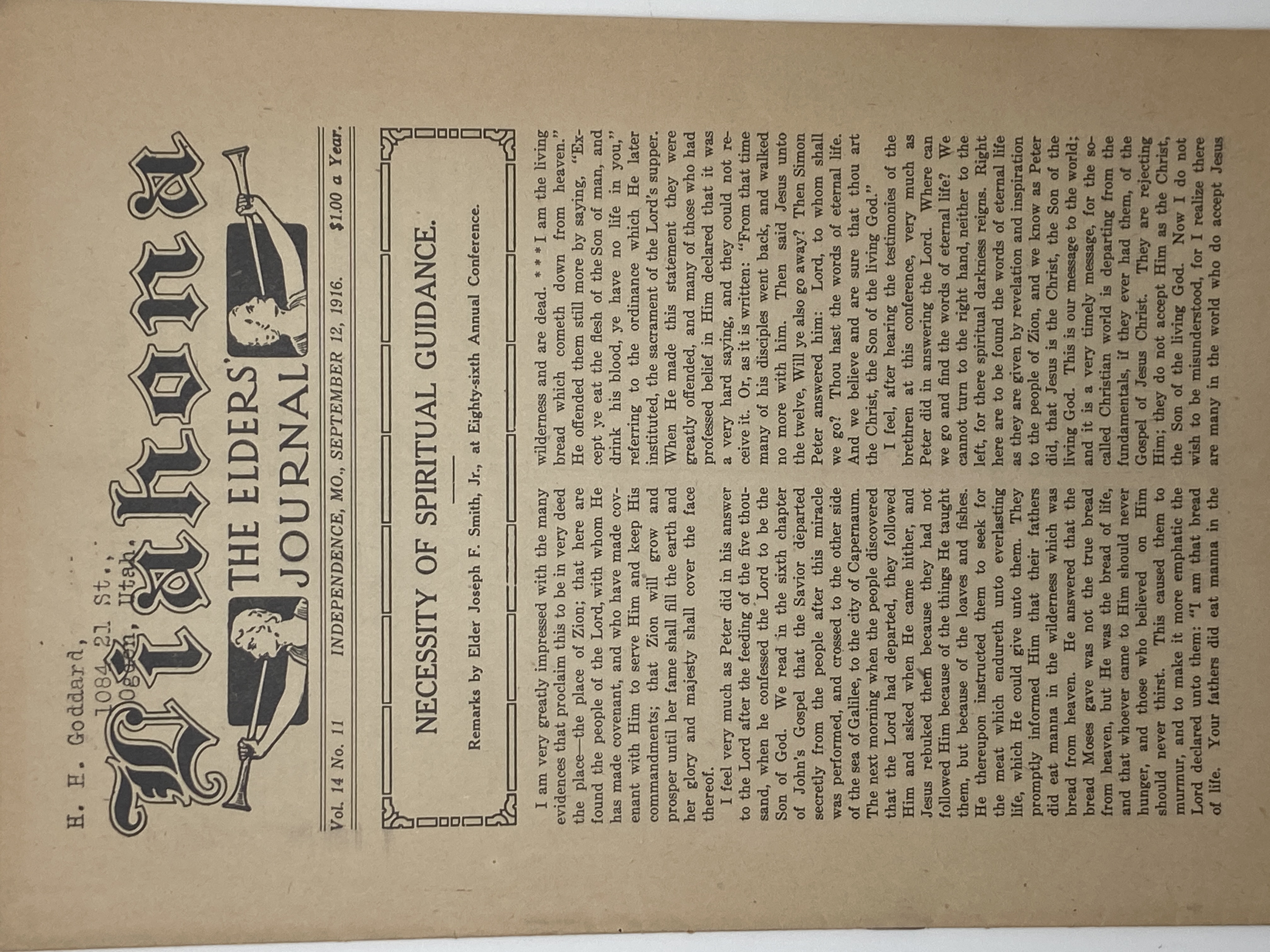 Liahona Vol. 14 No. 11 September 12, 1916