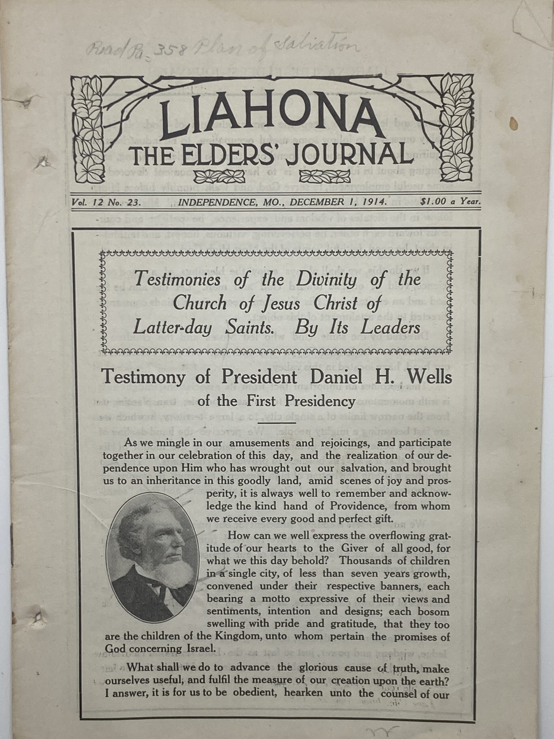 Liahona Vol. 12 No. 23 December 1, 1914