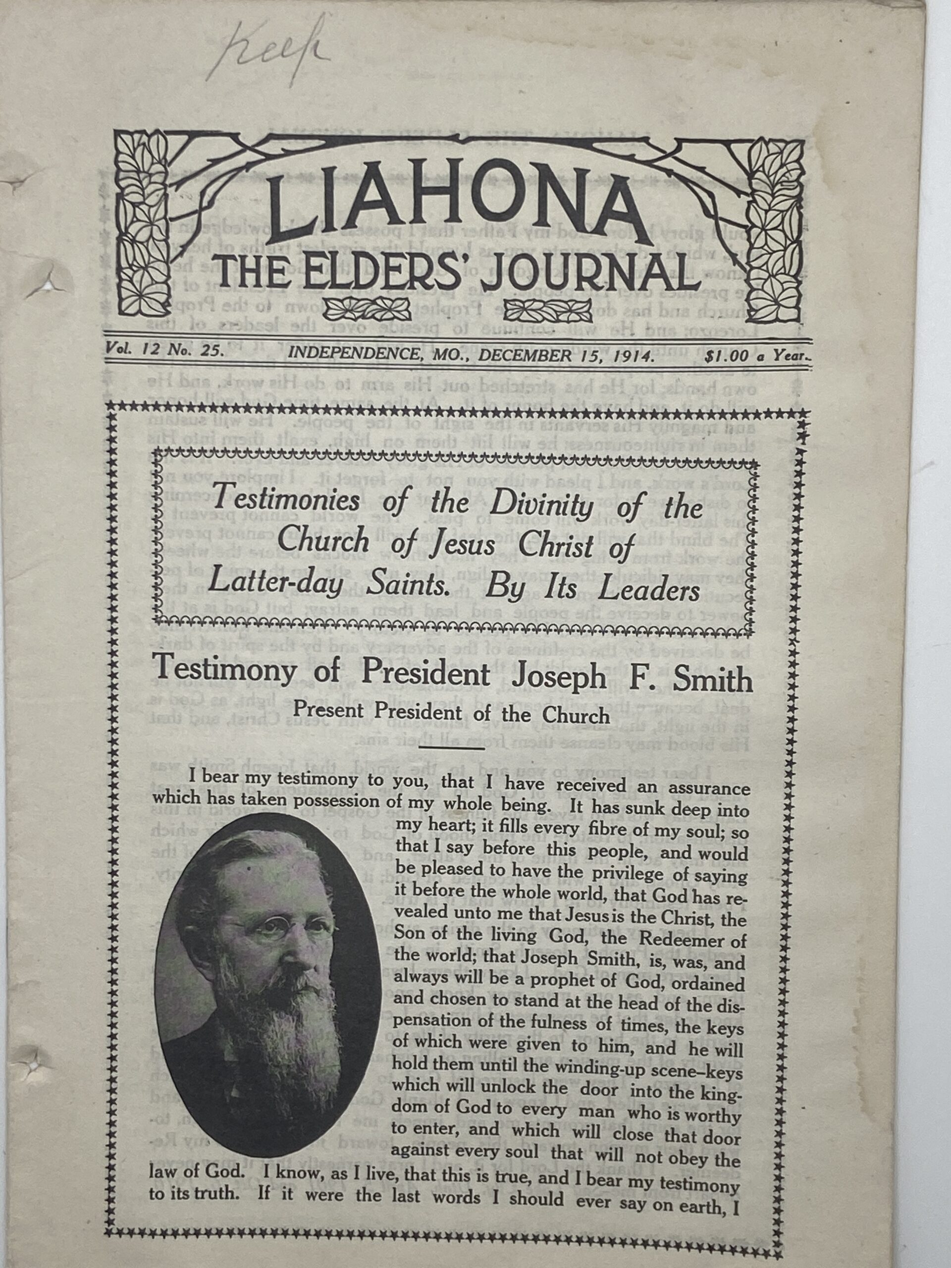 Liahona Vol. 12 No. 25 December 15, 1914