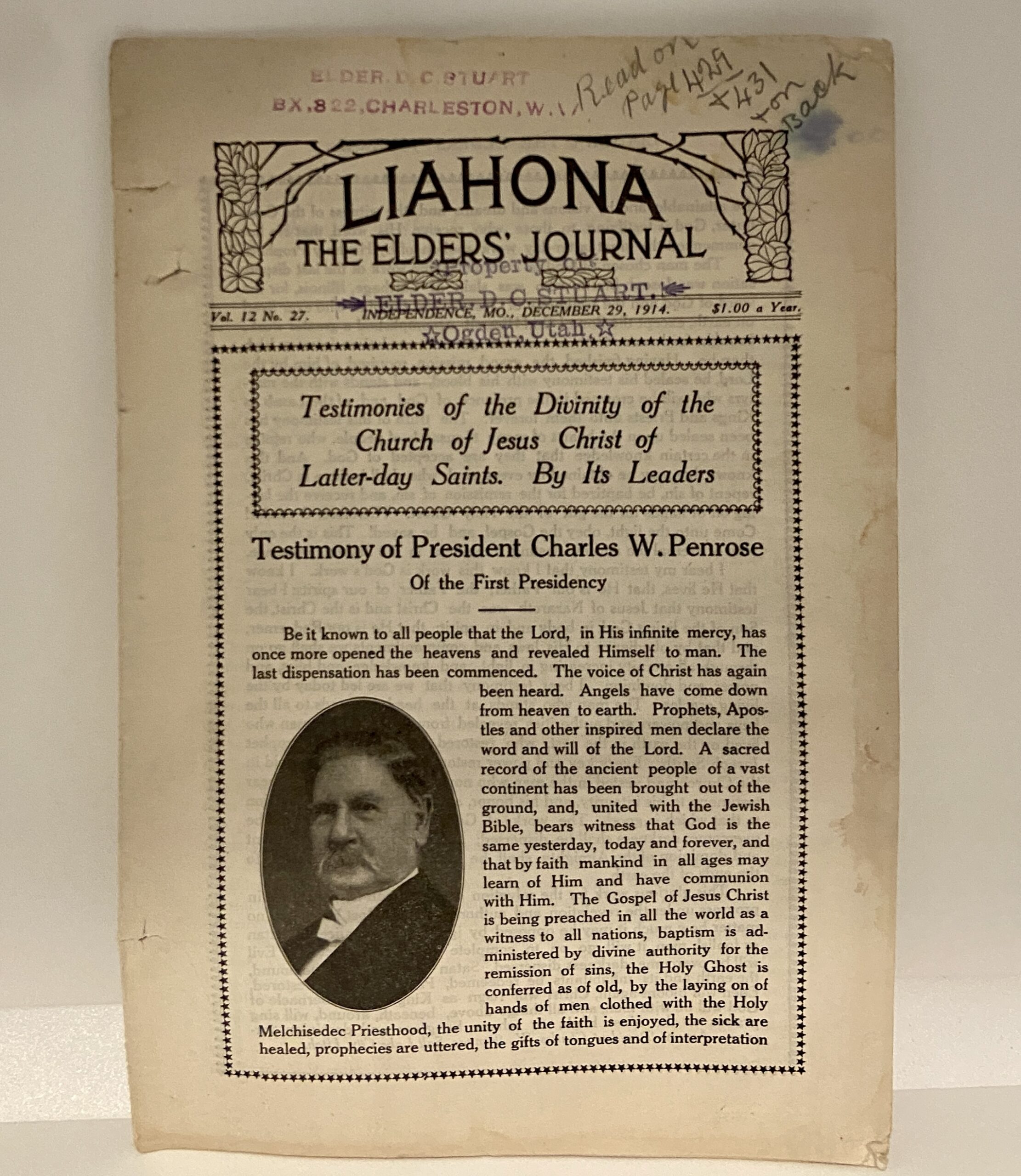 Liahona Vol. 12 no. 27 December 29, 1914