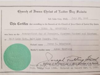 2 Certificates -- 1 Signed by Joseph Fielding Smith -- Page from a Scrapbook