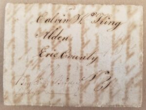 Folded-Up Old Letter — Dated September 16, 1827 — Calvin W. King, Alden, Erie County, New York