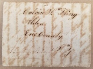 Folded-Up Old Letter — Dated September 16, 1827 — Calvin W. King, Alden, Erie County, New York