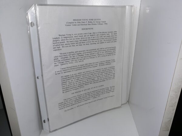 Brigham Young: Some Quotes (Loose-Leaf) (1996) ~ Compiled by Elder Harry P. Bluhm