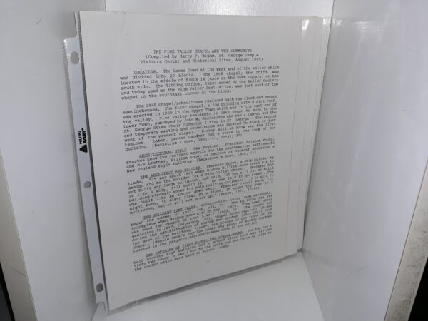The Pine Valley Chapel and the Community (Loose-Leaf) (1995) ~ Compiled by Harry P. Bluhm