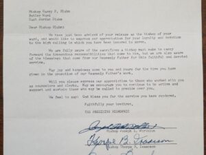 1960 — Letter Signed by the LDS Presiding Bishopric — Joseph L. Wirthlin, Thorpe B. Isaacson, and Carl W. Buehner