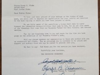 1960 — Letter Signed by the LDS Presiding Bishopric — Joseph L. Wirthlin, Thorpe B. Isaacson, and Carl W. Buehner