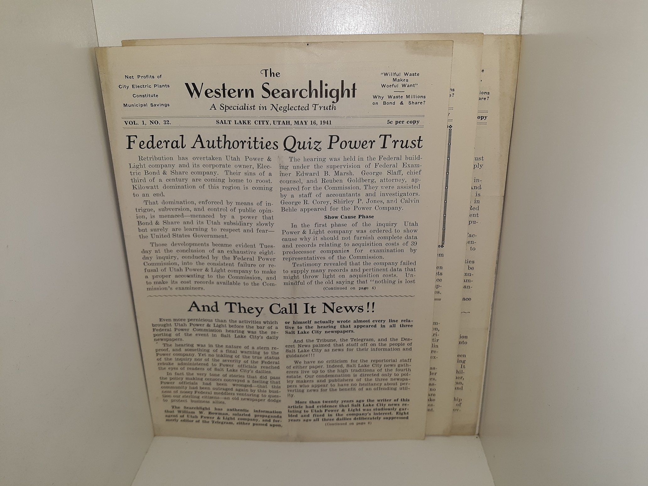 3 Issues of The Western Searchlight: A Specialist in Neglected Truth (Unbound) (See Details)