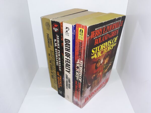 4 Sci-Fi Novels by Jerry E. Pournelle: Storms of Victory / Oath of Fealty / Prince of Sparta / Imperial Stars: Vol. 1, The Stars at War (See Details)