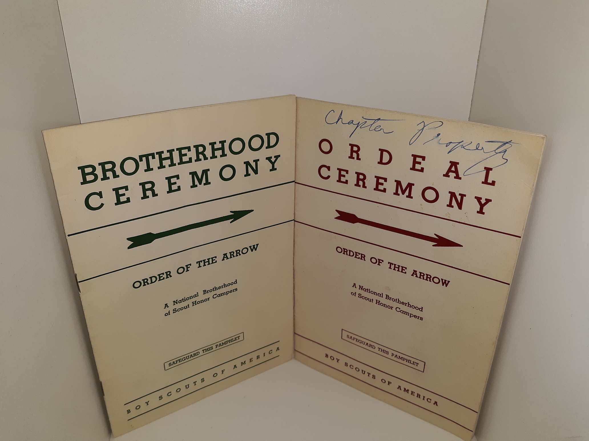 2 Boy Scout Booklets: Order of the Arrow Brotherhood Ceremony / Order of the Arrow Ordeal Ceremony (See Details)