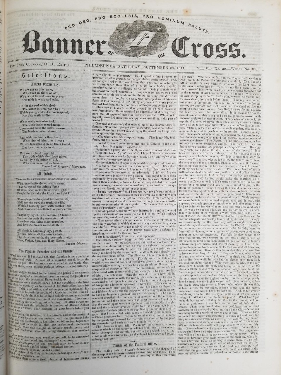 1844 — Banner Of The Cross. Vol.VI, No.1 (#262) – Vol.VI, No.52 (#313 ...