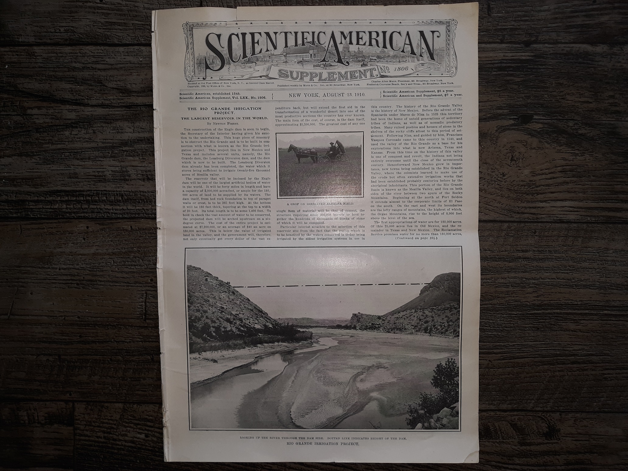 Scientific American: Vol. 70, No. 1806, New York, August 13, 1910 (Newspaper) (1910)