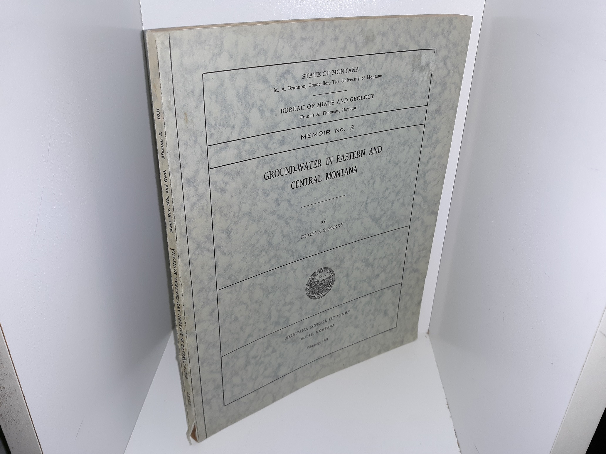 Ground-Water in Eastern and Central Montana: Memoir No. 2 (1931) ~ by Eugene S. Perry