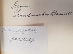 1947 — To Them of the Last Wagon — J. Reuben Clark Jr. — Inscribed by & Business Card of J. Reuben Clark