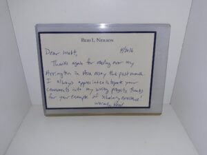 A Note Written by Assistant Church Historian Reid L. Neilson