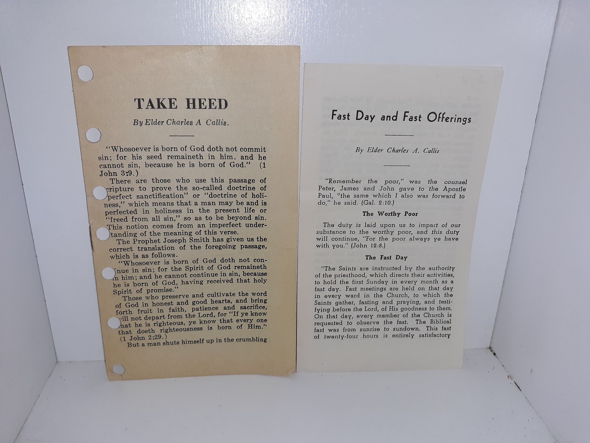 2 LDS Pamphlets: Take Heed / Fast Day and Fast Offerings (See Details)