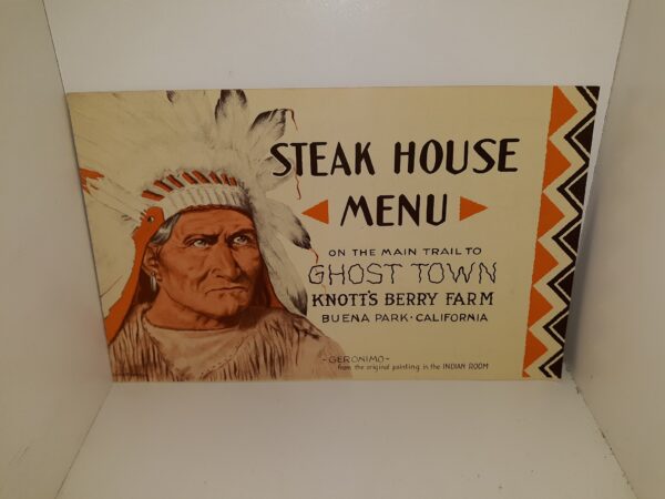 Steak House Menu: On The Main Trail to Ghost Town Knott’s Berry Farm, Buena Park, California (Booklet)