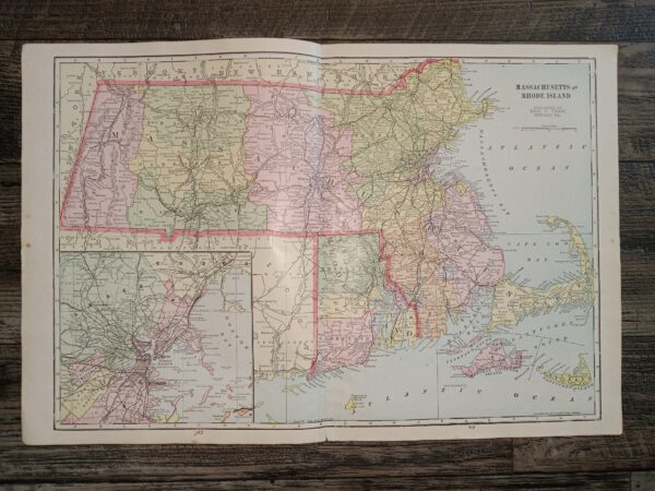 Massachusetts and Rhode Island Map ~ by Geo. F. Cram