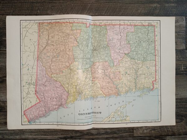 2 Maps in One: Connecticut Map / Rhode Island Map