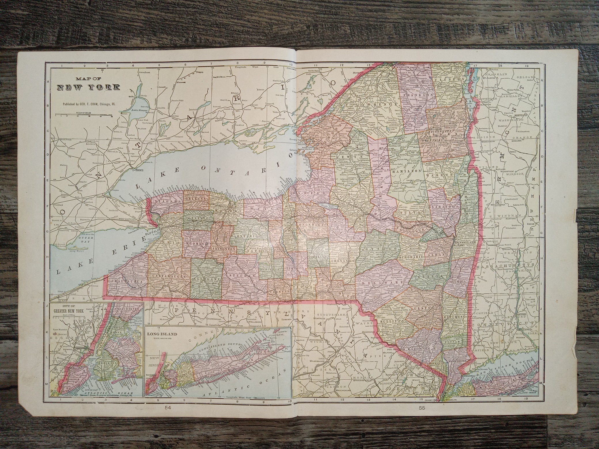 Map of New York ~ by Geo. F. Cram