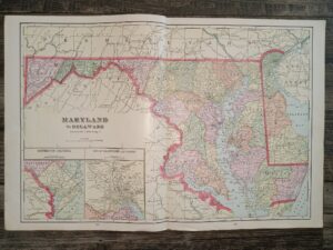 Maryland and Delaware Map ~ by George F. Cram