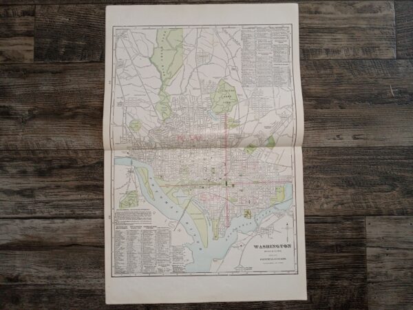 2 Maps in One: Washington, District of Columbia and Its Principal Suburbs Map / Baltimore Map