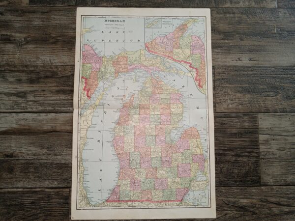 Michigan Map ~ by George F. Cram