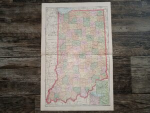 Indiana Map ~ by George F. Cram