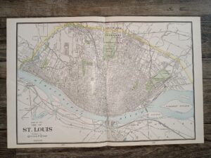 2 Maps in One: Map of the City of St. Louis / Kansas City Map