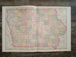 Iowa Map ~ by Geo. F. Cram