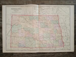 North Dakota Map ~ by George F. Cram