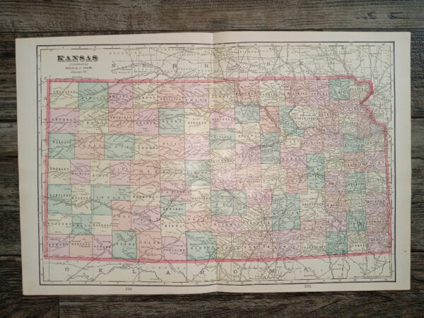 Kansas Map ~ by George F. Cram