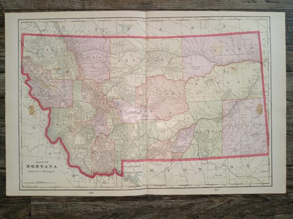 2 Maps in One: Map of Montana / Seattle, Washington Map ~ by Geo. F. Cram