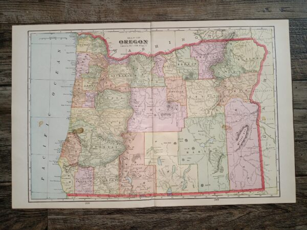 2 Maps in One: Map of Oregon / Half of a Map of City of Portland, Oregon