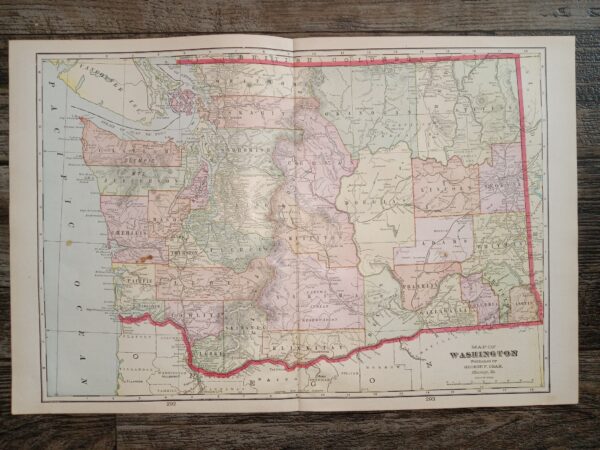 2 Maps in One: Map of Washington / Half of a Map of City of Portland, Oregon