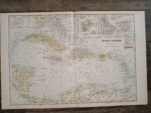 2 Maps in One: West Indies / Map of Haiti and Santo Domingo