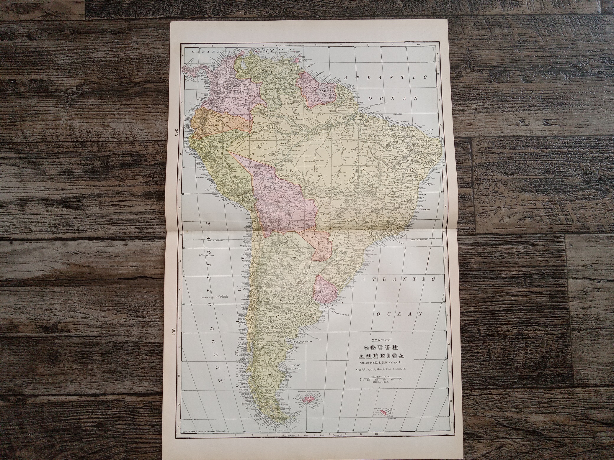 2 Maps in One: Map of South America / Bermuda Islands