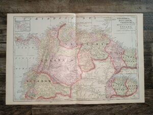 Colombia, Ecuador, Venezuela, British, Dutch and French Guiana Map