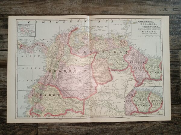 Colombia, Ecuador, Venezuela, British, Dutch and French Guiana Map