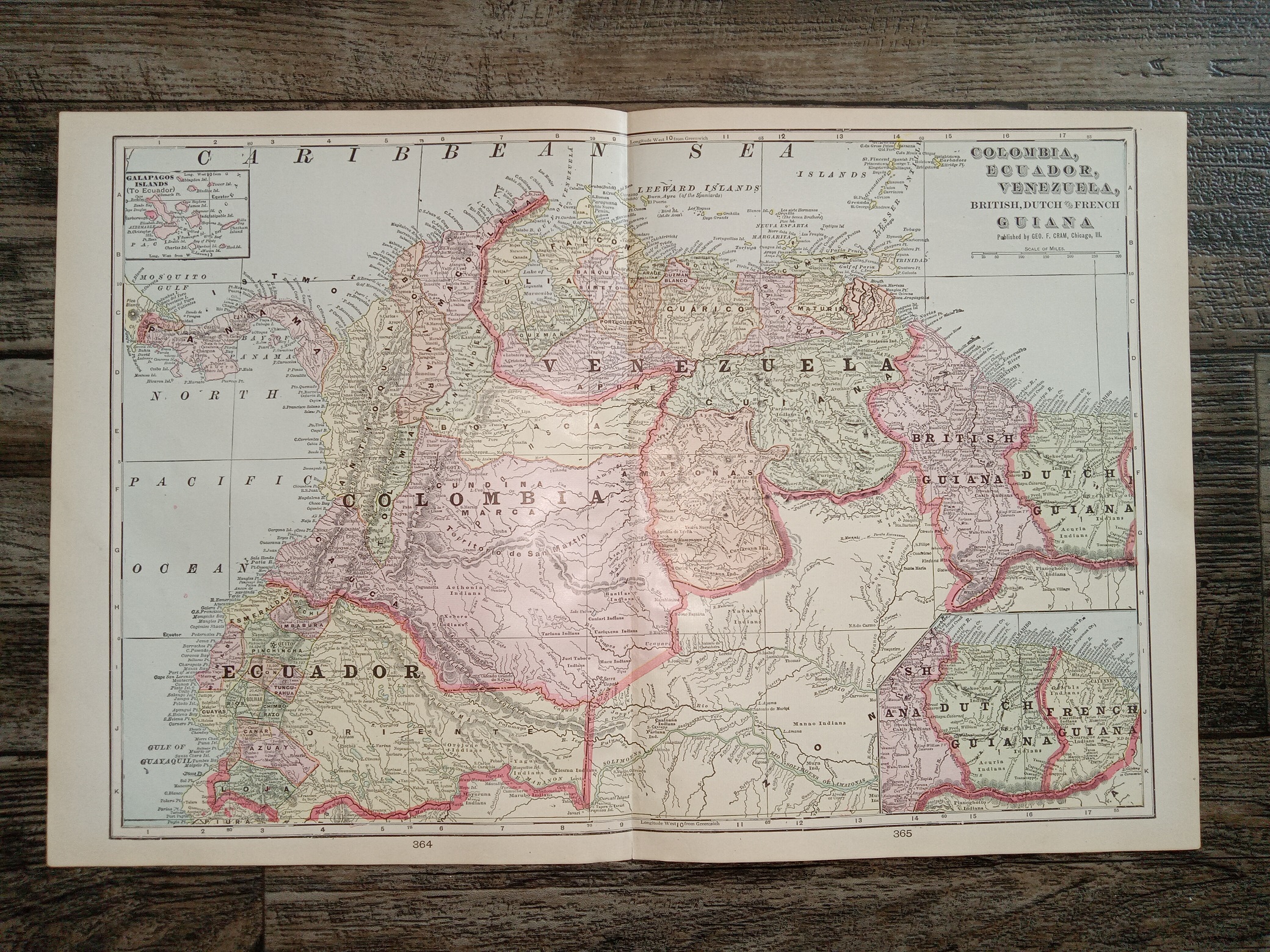 Colombia, Ecuador, Venezuela, British, Dutch and French Guiana Map