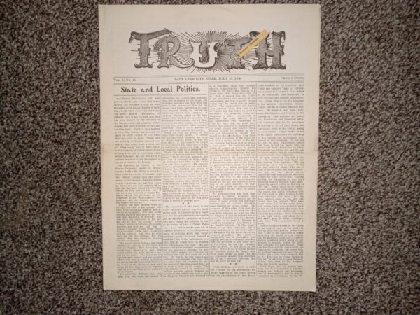 Truth: Vol. 3, No. 45, Salt Lake City, Utah, July 16, 1904 (Newspaper) (1904)