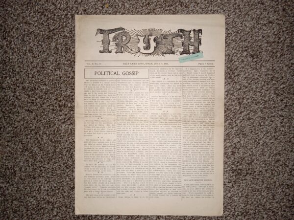 Truth: Vol. 5, No. 39, Salt Lake City, Utah, June 9, 1906 (Newspaper) (1906)