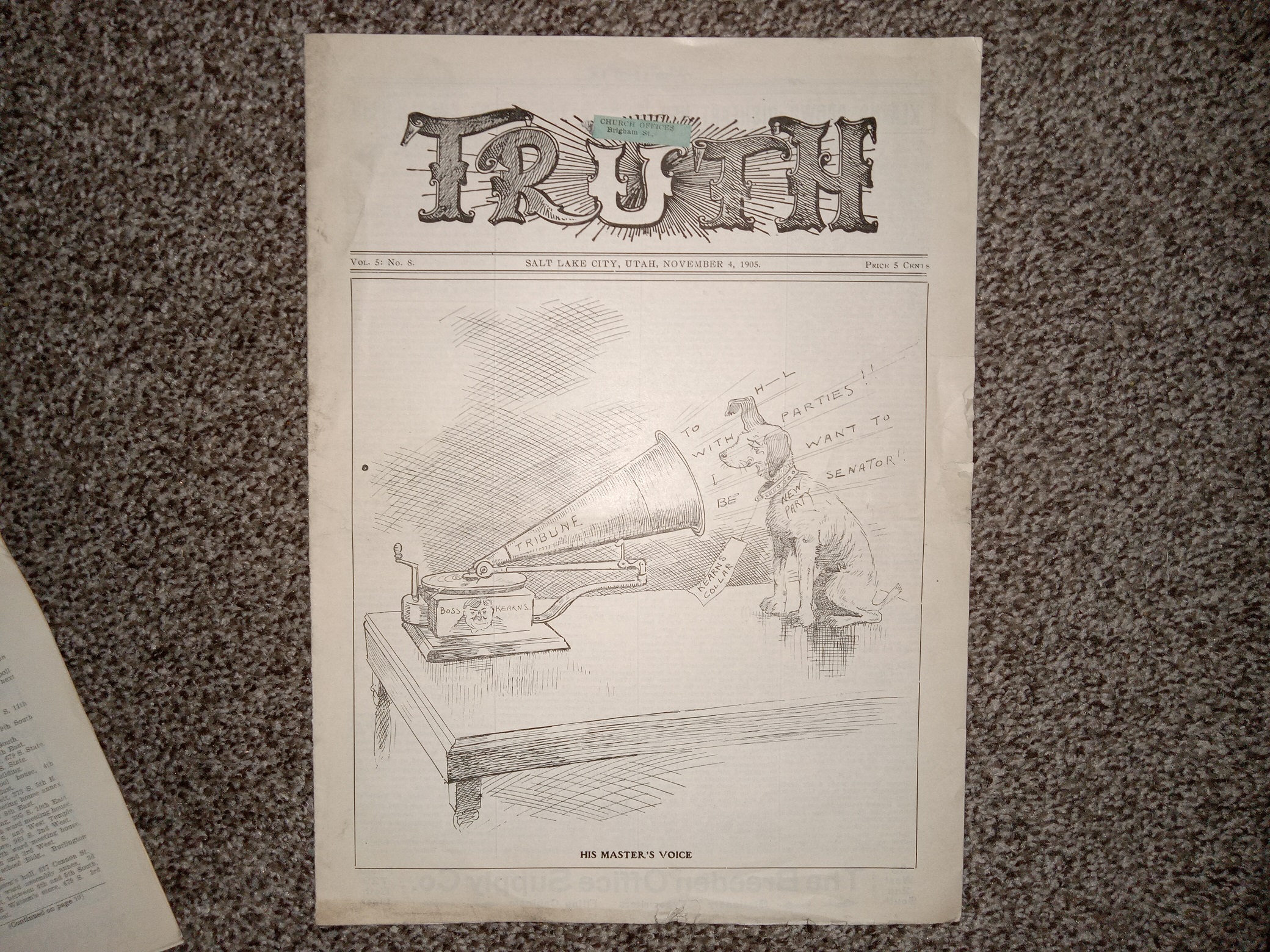 Truth: Vol. 5, No. 8, Salt Lake City, Utah, November 4, 1905 (Newspaper) (1905)