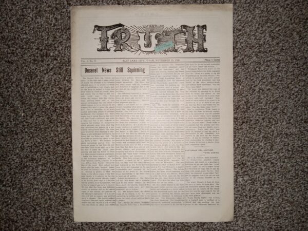 Truth: Vol. 5, No. 11, Salt Lake City, Utah, November 25, 1905 (Newspaper) (1905)