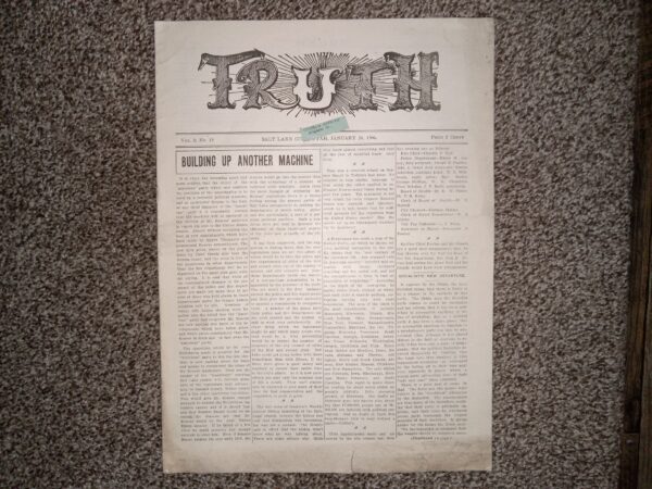 Truth: Vol. 5, No. 19, Salt Lake City, Utah, January 20, 1906 (Newspaper) (1906)