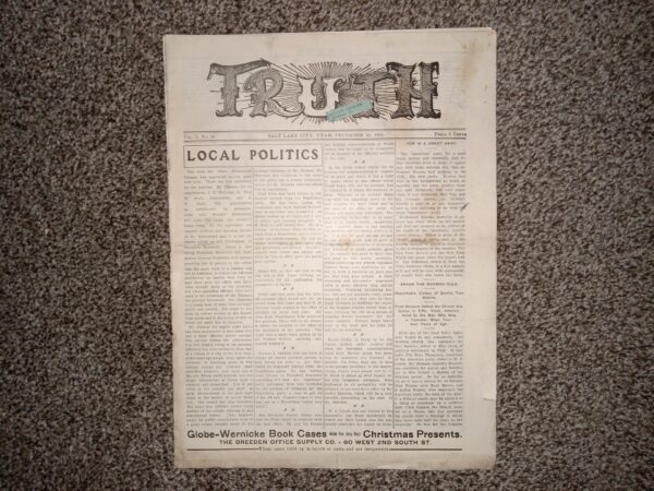 Truth: Vol. 5, No. 14, Salt Lake City, Utah, December 16, 1905 (Newspaper) (1905)