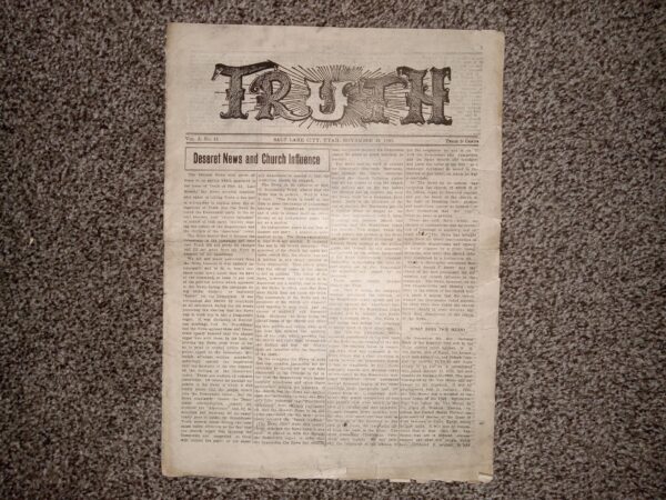 Truth: Vol. 5, No. 10, Salt Lake City, Utah, November 18, 1905 (Newspaper) (1905)