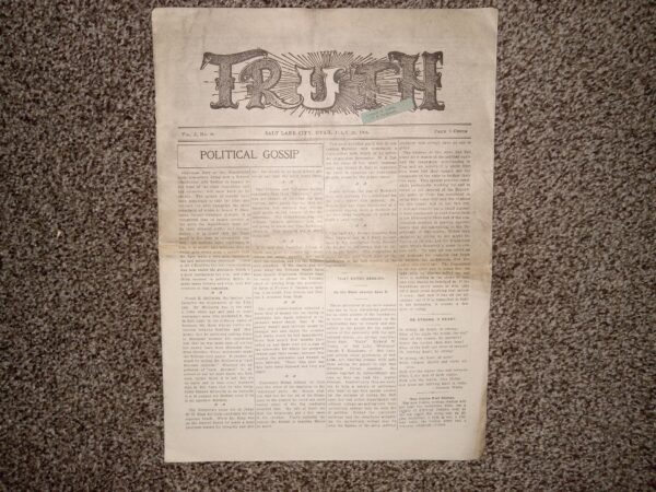 Truth: Vol. 5, No. 46, Salt Lake City, Utah, July 28, 1906 (Newspaper) (1906)